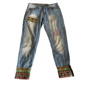 Desigual Patchwork and Embelleshed Jeans Size 26